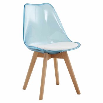   Szék, átlátszó kék, akril/ekobőr/bükk, BALI 2 NEW | Barna | Fa