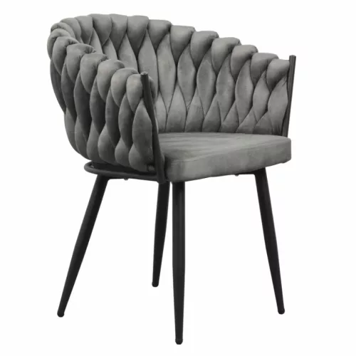 Étkezőszék, sötétszürke Velvet szövet/fekete, BLER | Szürke | Fém