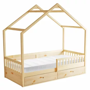   Montessori ágy, 90x200, természetes, tömör, BIANKA | Barna | Masszív