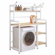 Polcállvány mosógép fölé, tölgy natural/fehér, DARBY , Fehér , Fém