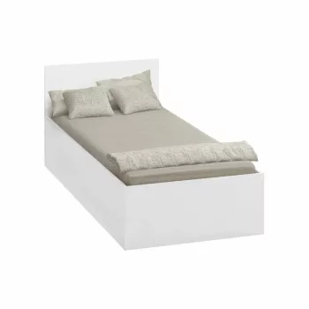   Ágy fém ráccsal és tárolóhellyel, 90x200, fehér, DOLI , Fehér , Faforgács