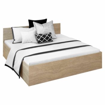   Ágy fém ráccsal és tárolóhellyel, 180x200, sonoma tölgy, DOLI , Barna , Faforgács