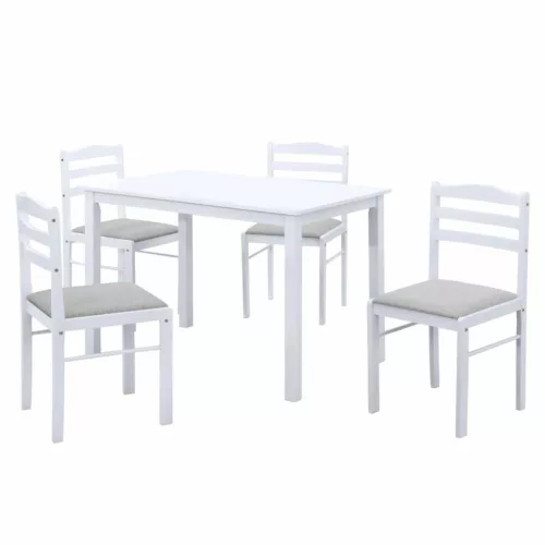 Étkezőgarnitúra 1+4, fehér/bézsesszürke, SOMIN | Fehér | MDF