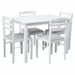 Étkezőgarnitúra 1+4, fehér/bézsesszürke, SOMIN | Fehér | MDF