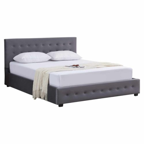 Ágy tárhellyel, 160x200, szürke, MINDY | Szürke | Szövet