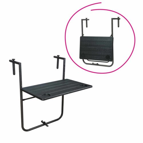 Összecsukható erkély asztal, fekete, UZOR | Fekete | Acél