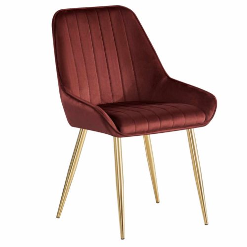 Étkezőszék, bordó Velvet anyag/gold króm-arany, PERLIA | Piros | Szövet