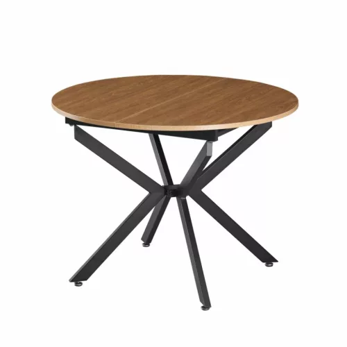Kihúzható étkezőasztal, világos tölgy/fekete, 100x100-140x75 cm, ABERO TYP 1 | Barna | MDF