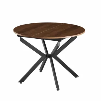   Kihúzható étkezőasztal, sötét tölgy/fekete, 100x100-140x75 cm, ABERO TYP 1 | Barna | MDF