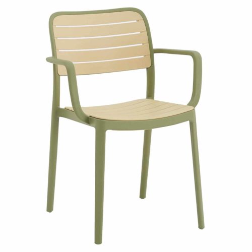 Rakásolható szék, zöld/bézs, KARDOS TYP 2 | Barna | Műanyag