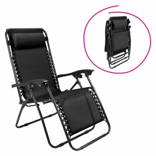 Kerti állítható szék, fekete, GERALD NEW | Fekete | Acél