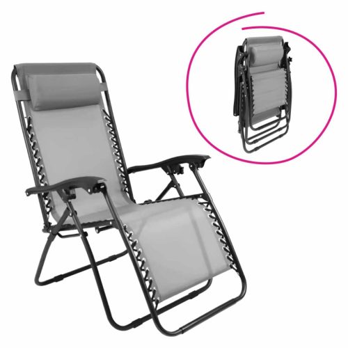 Kerti állítható szék, világosszürke, GERALD NEW | Fekete | Szintetikus textíliák