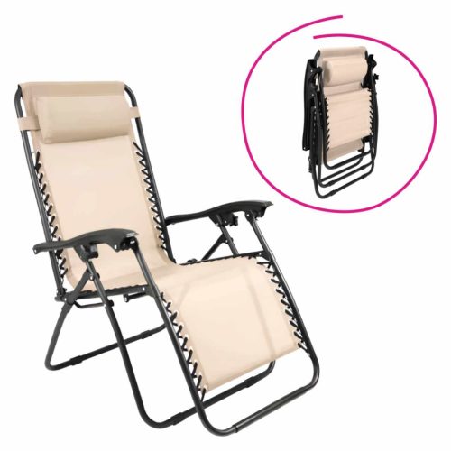 Kerti állítható szék, bézs, GERALD NEW | Fekete | Acél