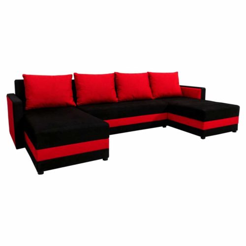 Univerzális ülőgarnitúra, fekete/piros, PAULITA U | Fekete | Szövet