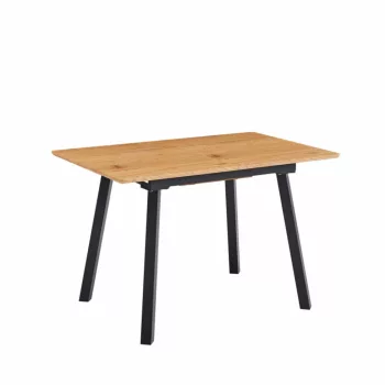   Kihúzható étkezőasztal, 120-160x80 cm, tölgy/fekete, DIRAN | Barna | MDF