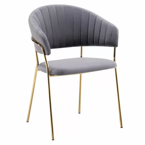 Design étkezőszék, szürkésbarna Velvet szövet/gold króm arany, DASMIN TYP 1 | Szürke | Szövet