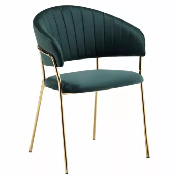   Design étkezőszék, sötétzöld Velvet szövet/gold króm arany, DASMIN TYP 1 | Zöld | Szövet