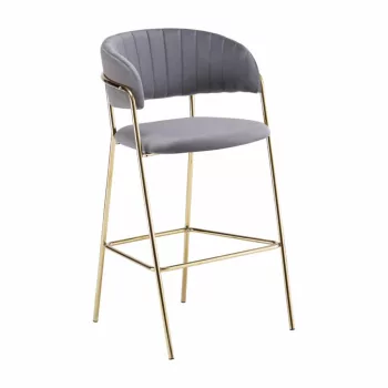  Design bárszék, szürkésbarna Velvet szövet/gold króm arany, DASMIN TYP 2 | Szürke | Szövet