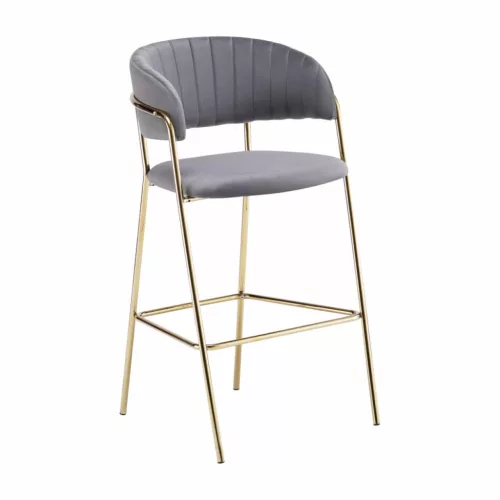 Design bárszék, szürkésbarna Velvet szövet/gold króm arany, DASMIN TYP 2 | Szürke | Szövet