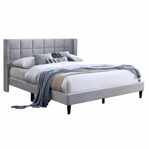 Ágy, 160x200, szürke Velvet szövet, BELATO | Szürke | Szövet