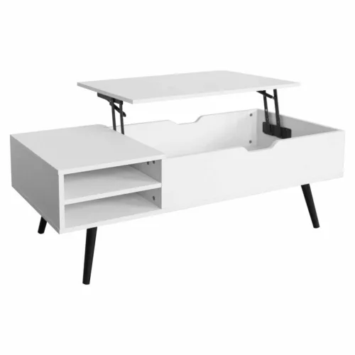 Dohányzóasztal, fehér, ARALYN | Fekete | MDF