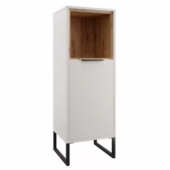   Alacsony szekrény, fehér/artisan tölgy, CUBO CUB02 | Fehér | Fém