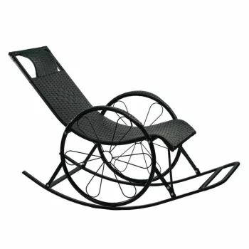 Hintaszék, rattan/fém, fekete, ROKIN | Fekete | Rattan