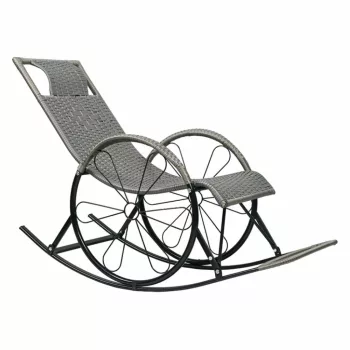 Hintaszék, rattan/fém, szürke, ROKIN | Szürke | Rattan
