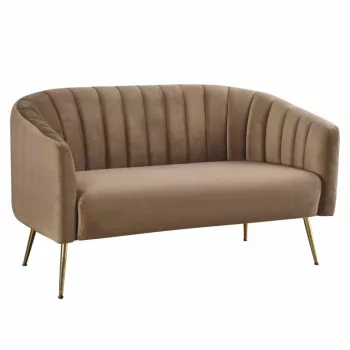   Design kétszemélyes kanapé, barna Velvet szövet/gold króm-arany, BAGY | Barna | Szövet