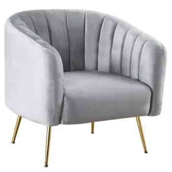   Design fotel, szürke Velvet szövet/gold króm-arany, BAGY | Szürke | Szövet