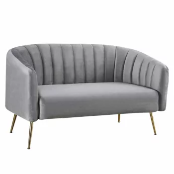   Design kétszemélyes kanapé, szürke Velvet szövet/gold króm-arany, BAGY | Szürke | Szövet