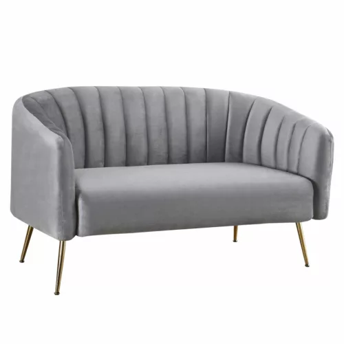 Design kétszemélyes kanapé, szürke Velvet szövet/gold króm-arany, BAGY | Szürke | Szövet