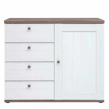   Komód, canyon fenyő/sonoma trüffel tölgy, TEINA KOM4S1D | Barna | DTD