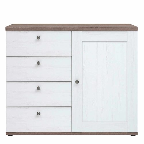 Komód, canyon fenyő/sonoma trüffel tölgy, TEINA KOM4S1D | Barna | DTD