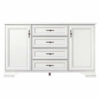 Komód, alpesi fehér, KENTAK KOM2D4S | Fehér | Faforgács