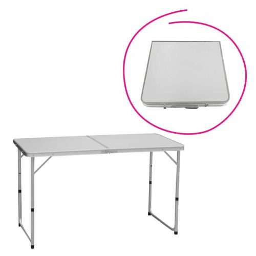 Összecsukható kempingasztal, 120 cm, alumínium/MDF, KEPI TYP 1 | Szürke | Alumínium
