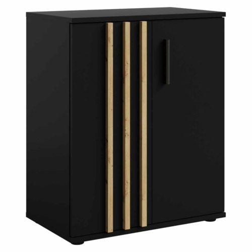 Komód, 2D, fekete/artisan tölgy, TOLIS TYP 1 | Fekete | Faforgács