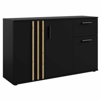   Komód, 3D1S, fekete/artisan tölgy, TOLIS TYP 2 | Fekete | Faforgács