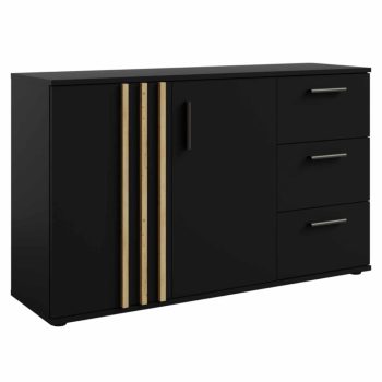   Komód, 2D3S, fekete/artisan tölgy, TOLIS TYP 3 | Fekete | Faforgács