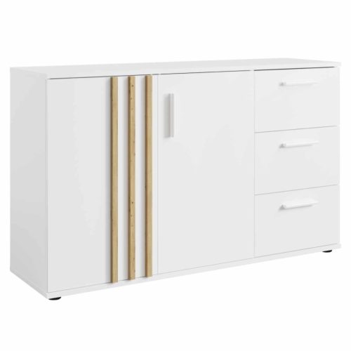 Komód, 2D3S, fehér/artisan tölgy, TOLIS TYP 3 | Fehér | Faforgács