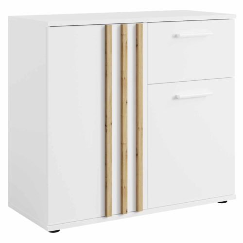 Komód, 2D1S, fehér/artisan tölgy, TOLIS TYP 4 | Fehér | Faforgács