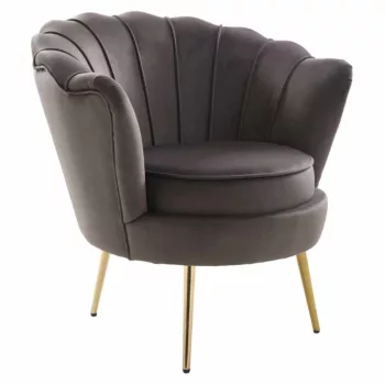   Art-deco stílusú fotel, szürkésbarna Velvet szövet/gold arany króm, NOBLEO | Szürke | Szövet