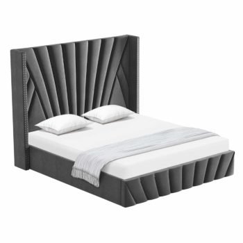   Ágy ráccsal, 180x200, sötétszürke Velvet szövet, PENELOPE | Szürke | Szövet