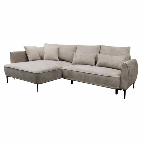 Sarokkanapé, szürkésbézs Taupe, balos, MURIEL ROH | Szürke | Szövet