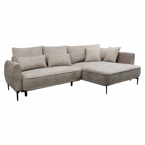 Sarokkanapé, szürkésbézs Taupe, jobbos, MURIEL ROH | Szürke | Szövet