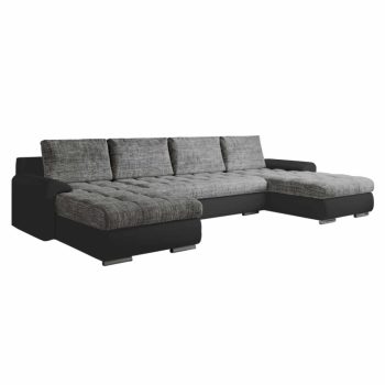   Univerzális ülőgarnitúra, ekobőr fekete/szürke melír, TOLITA U UNI | Fekete | Ekobőr