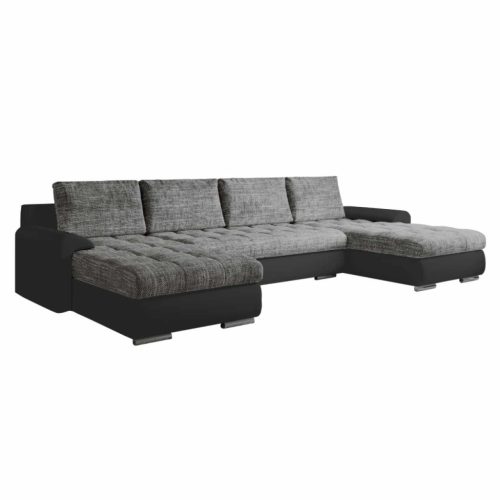 Univerzális ülőgarnitúra, ekobőr fekete/szürke melír, TOLITA U UNI | Fekete | Ekobőr