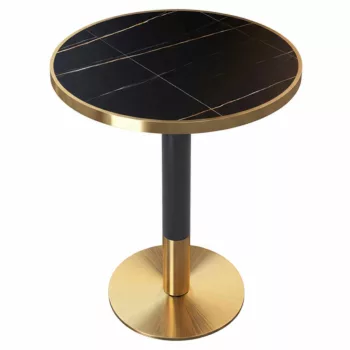   Étkező bisztró asztal, fekete márvány/fekete/arany, átmérő 80 cm, OREN | Arany | Akril