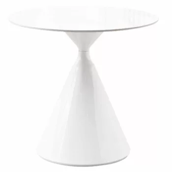   Étkezőasztal, világos márvány/fehér, átmérő 80 cm, VALER | Fehér | Fém