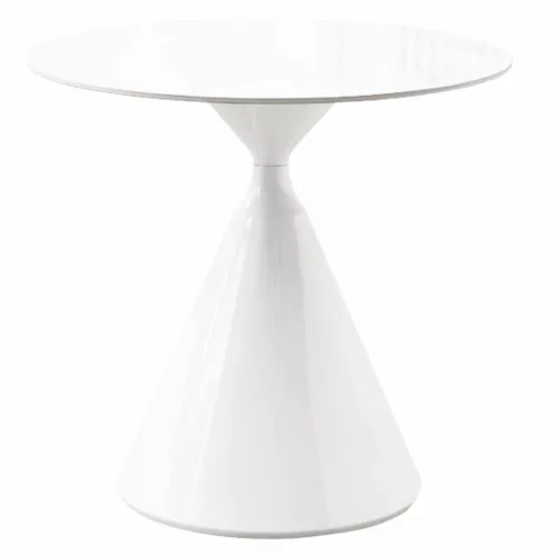 Étkezőasztal, világos márvány/fehér, átmérő 80 cm, VALER | Fehér | Fém